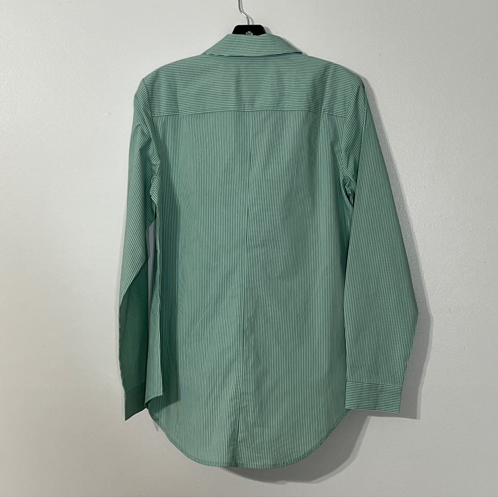 Lemon Way Green Stripe Button Down Blouse - image 4